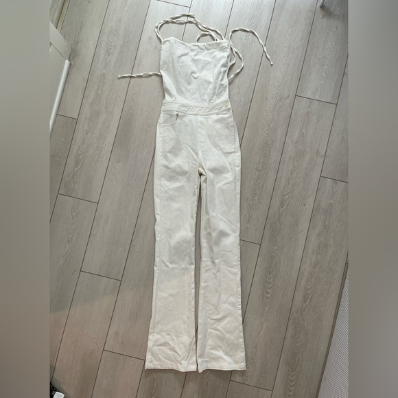 Pann White denim jumpsuit with adjustable straps - Picture 1 of 3